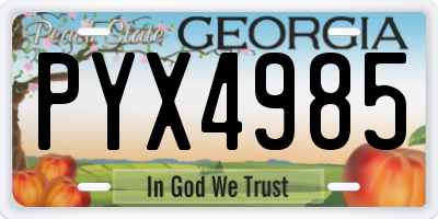 GA license plate PYX4985