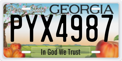GA license plate PYX4987