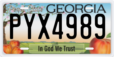 GA license plate PYX4989