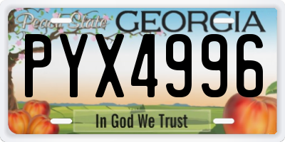 GA license plate PYX4996