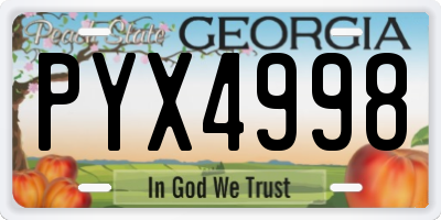GA license plate PYX4998