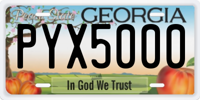 GA license plate PYX5000