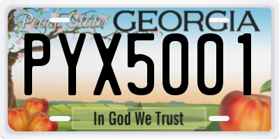 GA license plate PYX5001