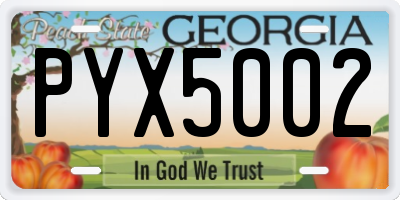 GA license plate PYX5002