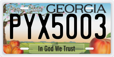 GA license plate PYX5003