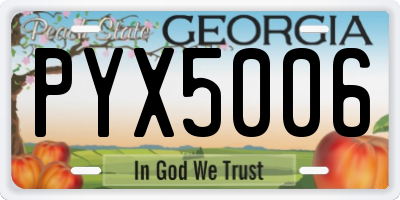 GA license plate PYX5006