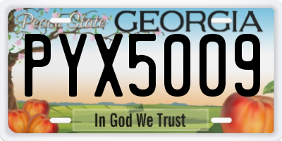 GA license plate PYX5009