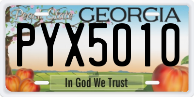 GA license plate PYX5010