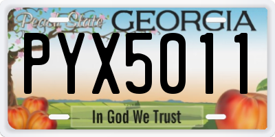 GA license plate PYX5011