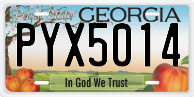 GA license plate PYX5014