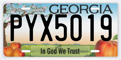 GA license plate PYX5019