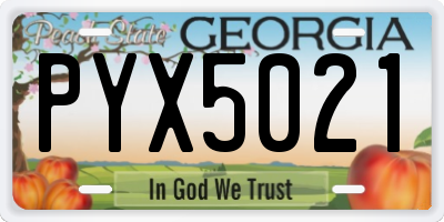 GA license plate PYX5021