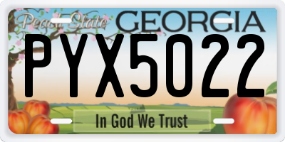 GA license plate PYX5022