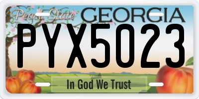 GA license plate PYX5023