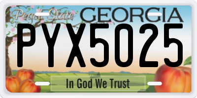 GA license plate PYX5025