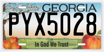 GA license plate PYX5028