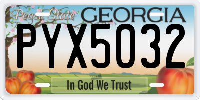 GA license plate PYX5032