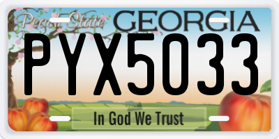 GA license plate PYX5033