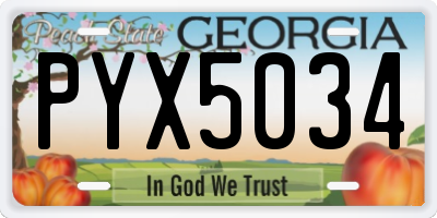 GA license plate PYX5034