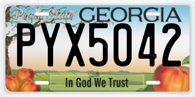 GA license plate PYX5042