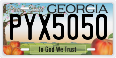 GA license plate PYX5050
