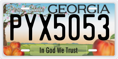 GA license plate PYX5053