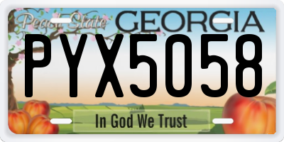 GA license plate PYX5058