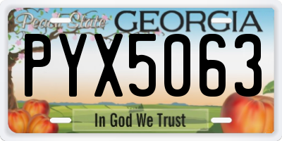 GA license plate PYX5063