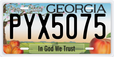 GA license plate PYX5075