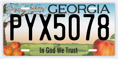 GA license plate PYX5078