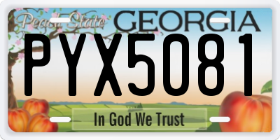 GA license plate PYX5081