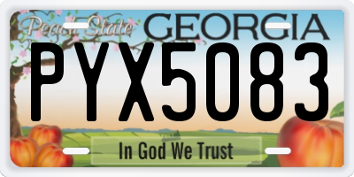 GA license plate PYX5083