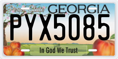 GA license plate PYX5085