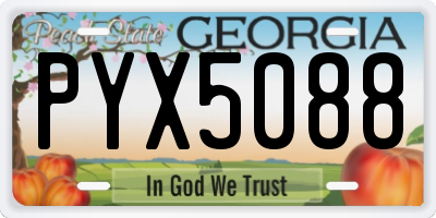 GA license plate PYX5088
