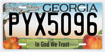 GA license plate PYX5096