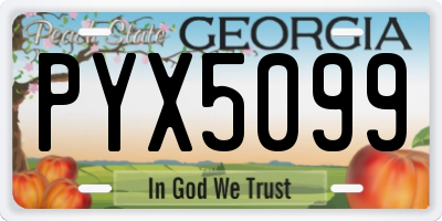 GA license plate PYX5099