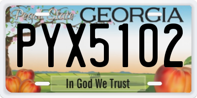 GA license plate PYX5102