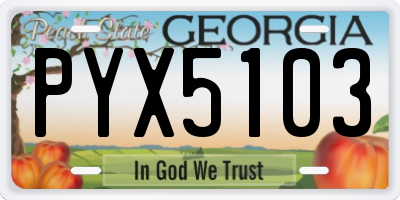 GA license plate PYX5103