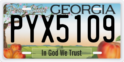 GA license plate PYX5109