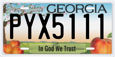 GA license plate PYX5111