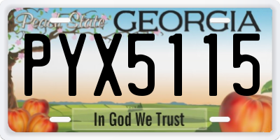 GA license plate PYX5115