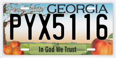 GA license plate PYX5116