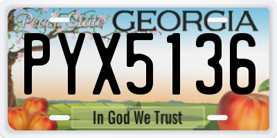 GA license plate PYX5136