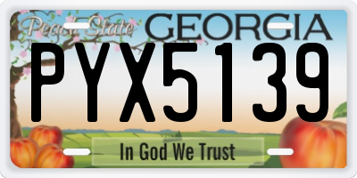 GA license plate PYX5139