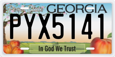 GA license plate PYX5141