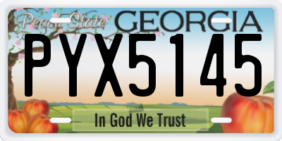 GA license plate PYX5145