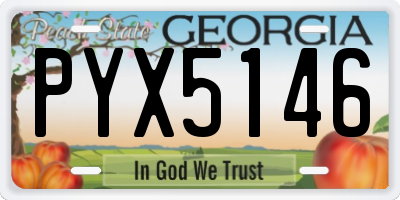 GA license plate PYX5146
