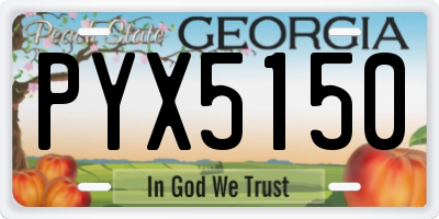 GA license plate PYX5150