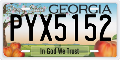 GA license plate PYX5152