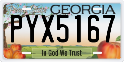 GA license plate PYX5167